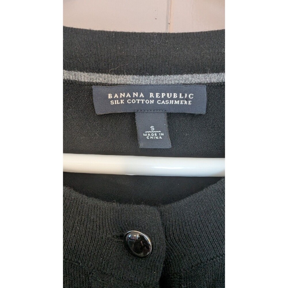 Banana Republic Women’s Silk Cotton Cashmere Black Cardigan Sweater Size Small - Picture 2 of 6